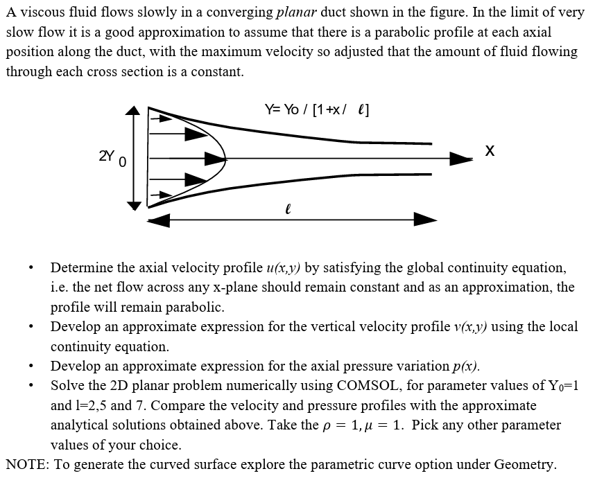 Solved A Viscous Fluid Flows Slowly In A Converging Planar Chegg