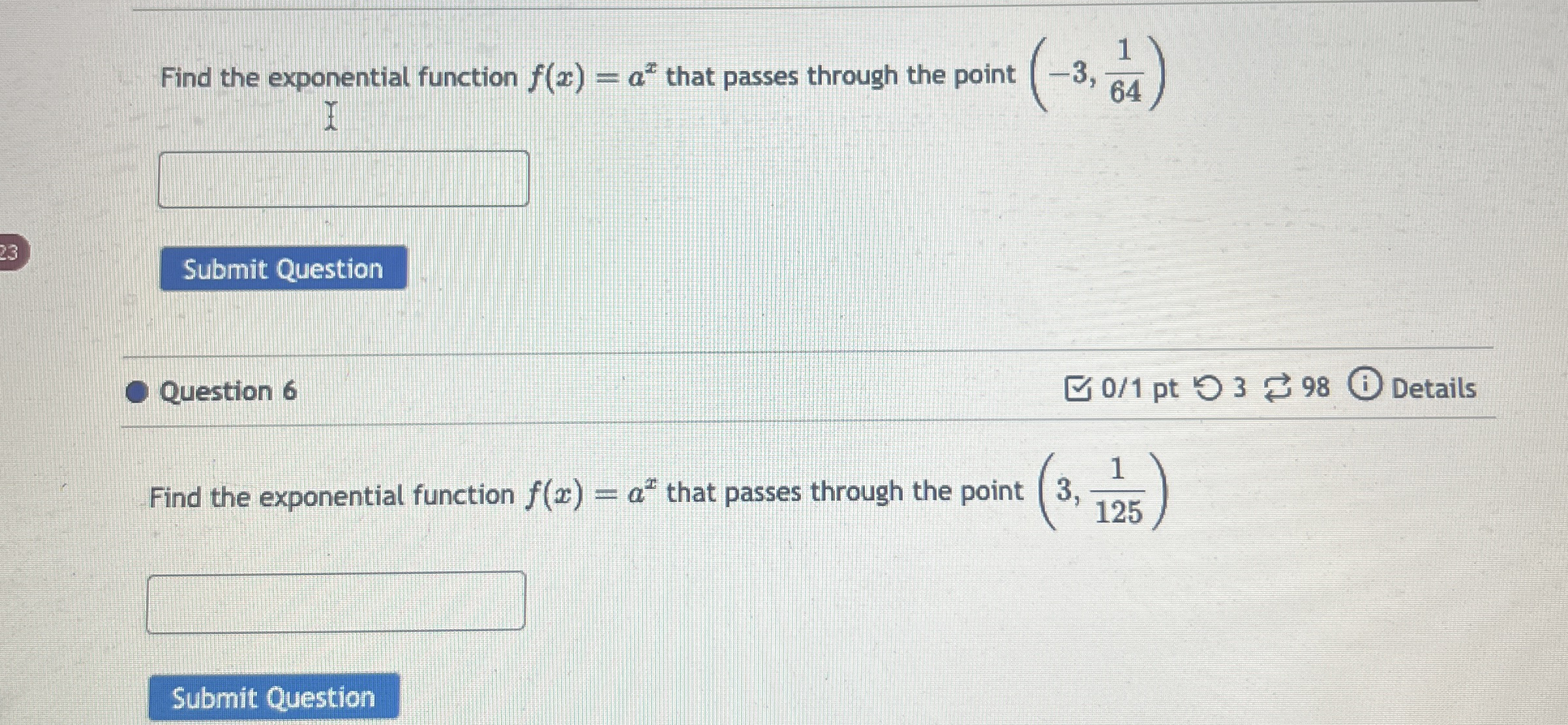 Find The Exponential Function F X Ax That Passes Chegg