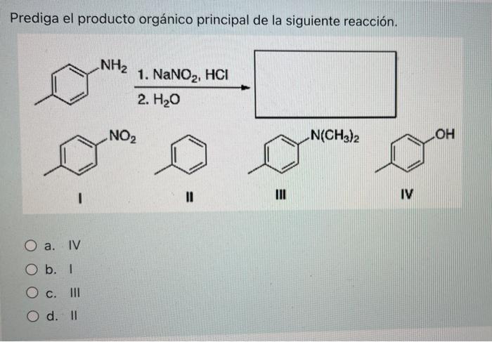 Solved Prediga El Producto Org Nico Principal De La Chegg