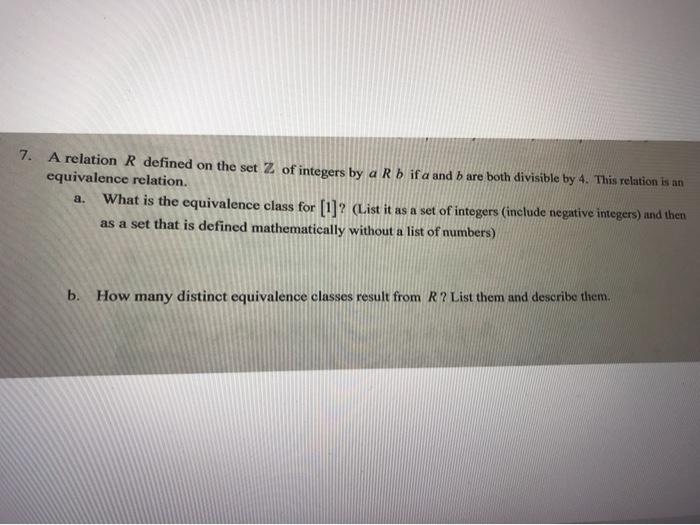 Solved A Relation R Defined On The Set Z Of Integers By A Chegg