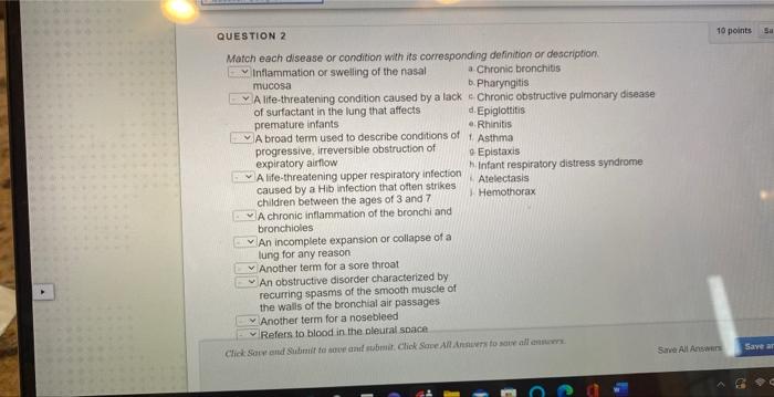 Solved Match Each Disease Or Condition With Its Chegg