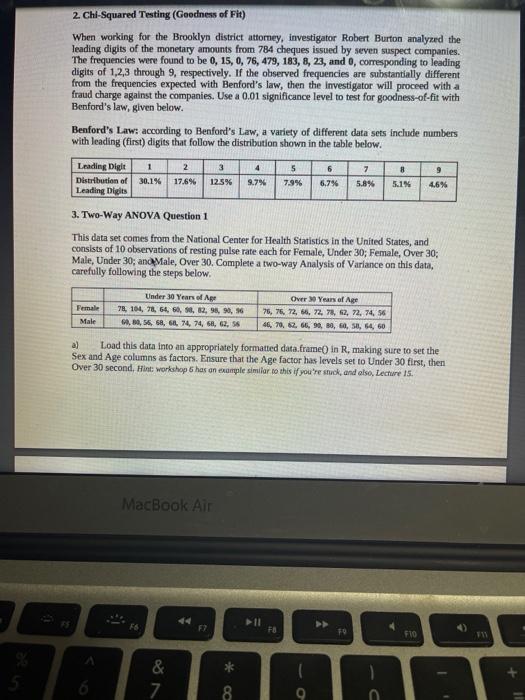 Solved 2 Chi Squared Testing Goodness Of Fit When Working Chegg