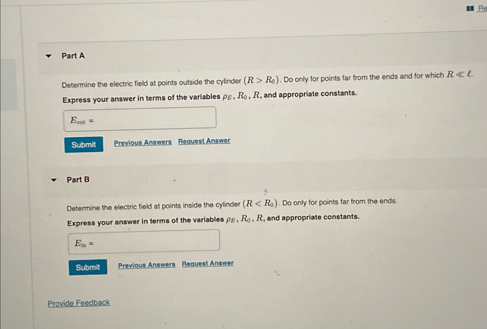 Solved Problem A Very Long Solid Nonconducting Cylinder Chegg