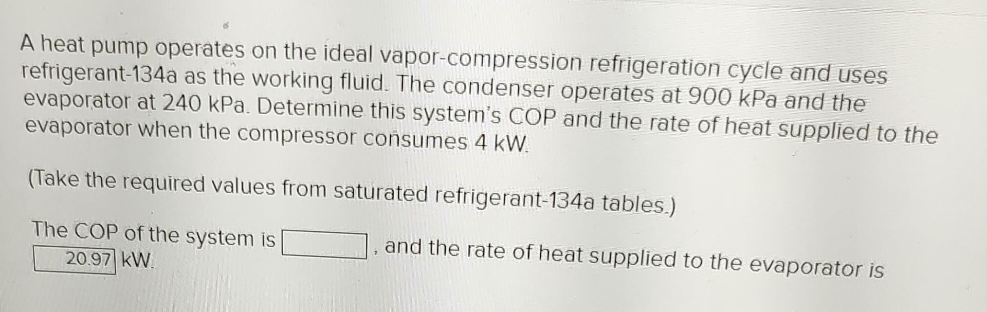 Solved A Heat Pump Operates On The Ideal Vapor Compression Chegg