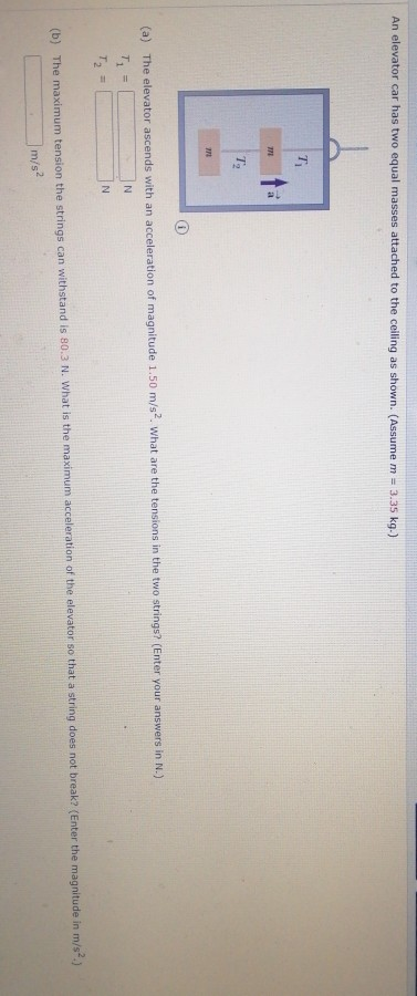 Solved An Elevator Car Has Two Equal Masses Attached To The Chegg