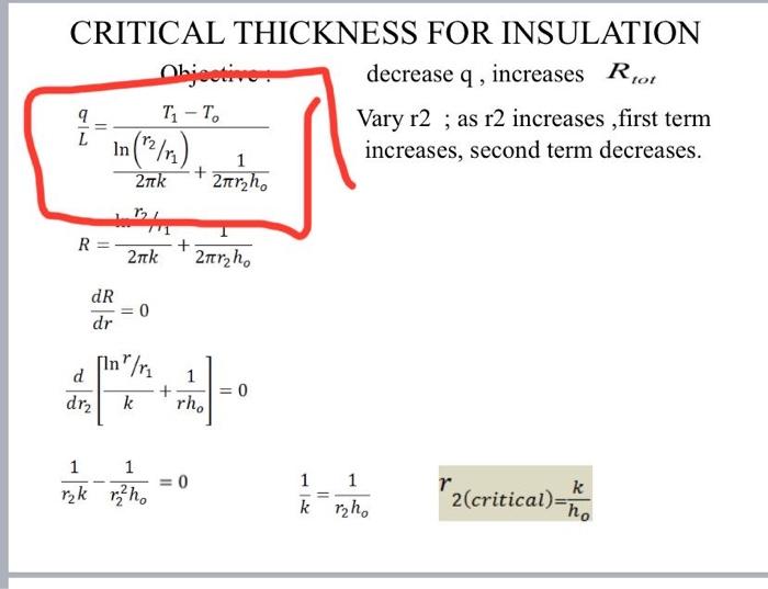 Critical Thickness For Insulation Ohjootivo Decrease Chegg