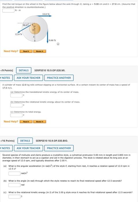 Solved Find The Net Torque Oe The Wheel In The Figure Be