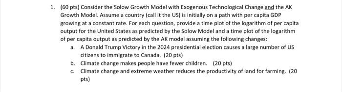 Pts Consider The Solow Growth Model With Chegg