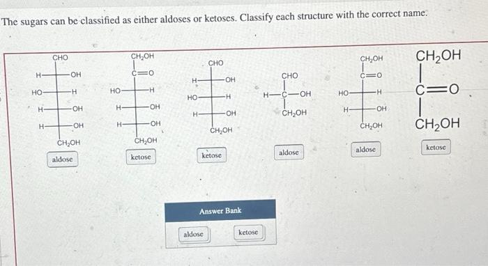 Solved The Sugars Can Be Classified As Either Aldoses Or Chegg