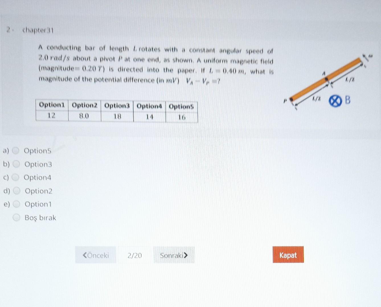 Solved A Conducting Bar Of Length L Rotates With A Constant Chegg