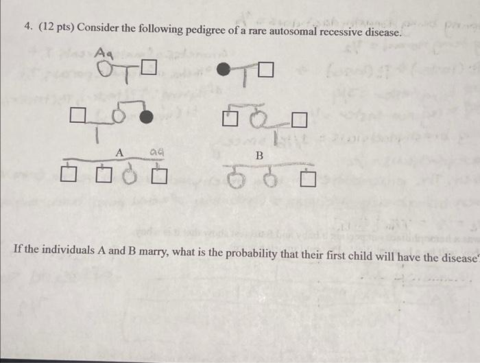 Solved Pts Consider The Following Pedigree Of A Rare Chegg