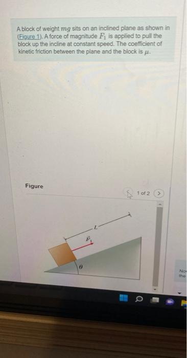 Solved A Block Of Weight Mg Sits On An Inclined Plane As Chegg