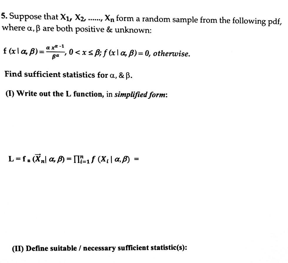 Solved Suppose That X X Xn Form A Random Chegg