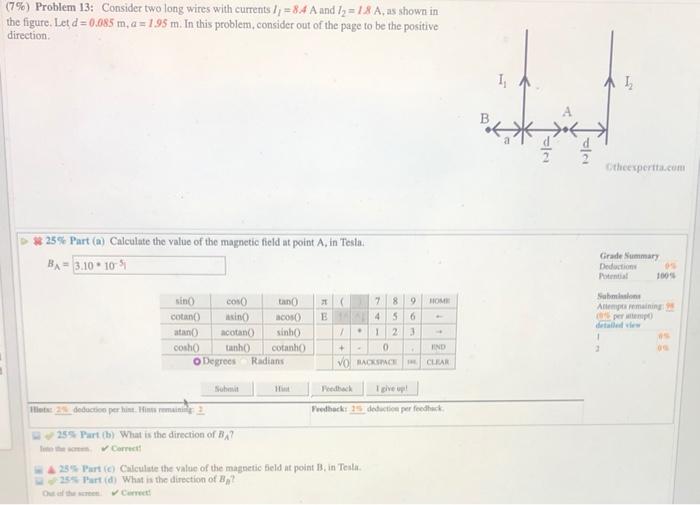 Solved 7 Problem 13 Consider Two Long Wires With Chegg