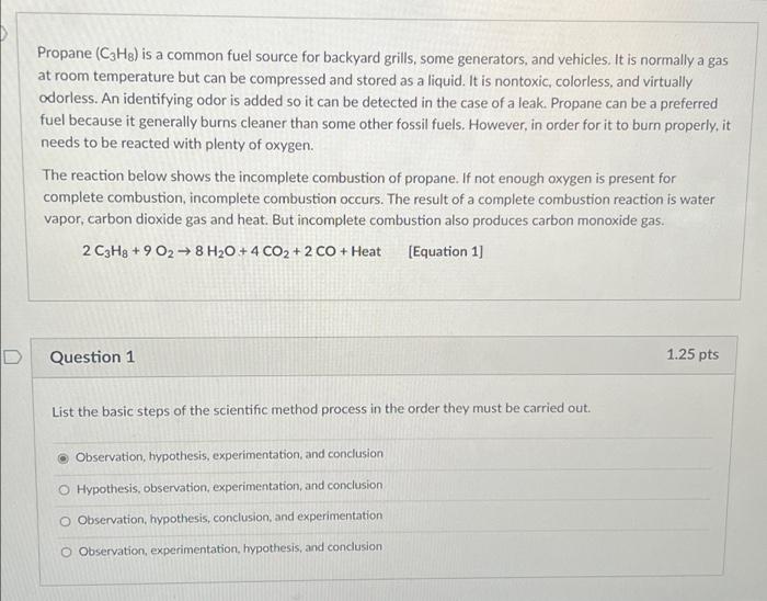 Solved Propane C3Hg Is A Common Fuel Source For Backyard Chegg