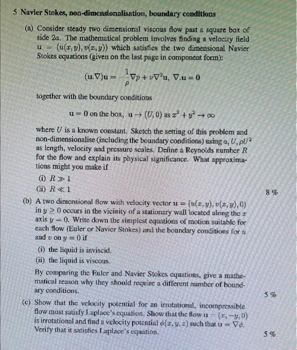 Solved Navier Stokes Non Dimensionalisation Boundary Chegg