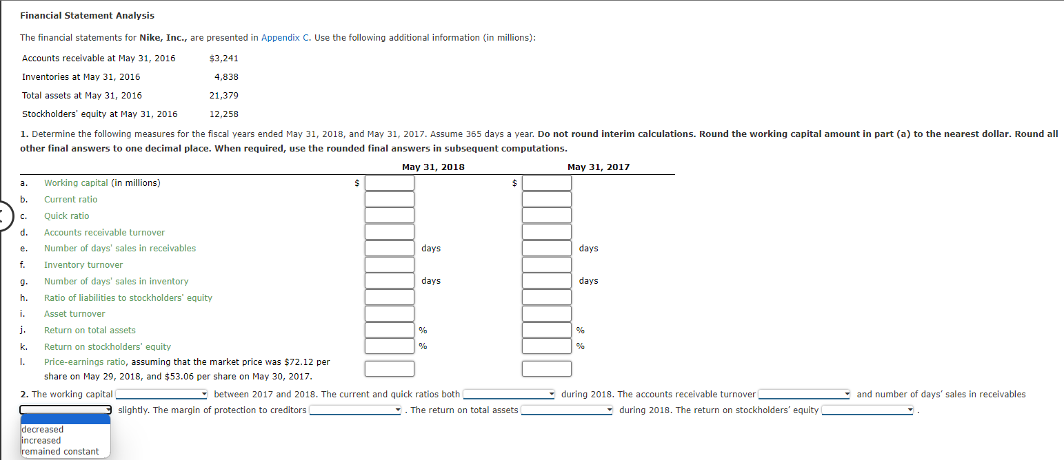 Solved Financial Statement AnalysisThe Financial Statements Chegg