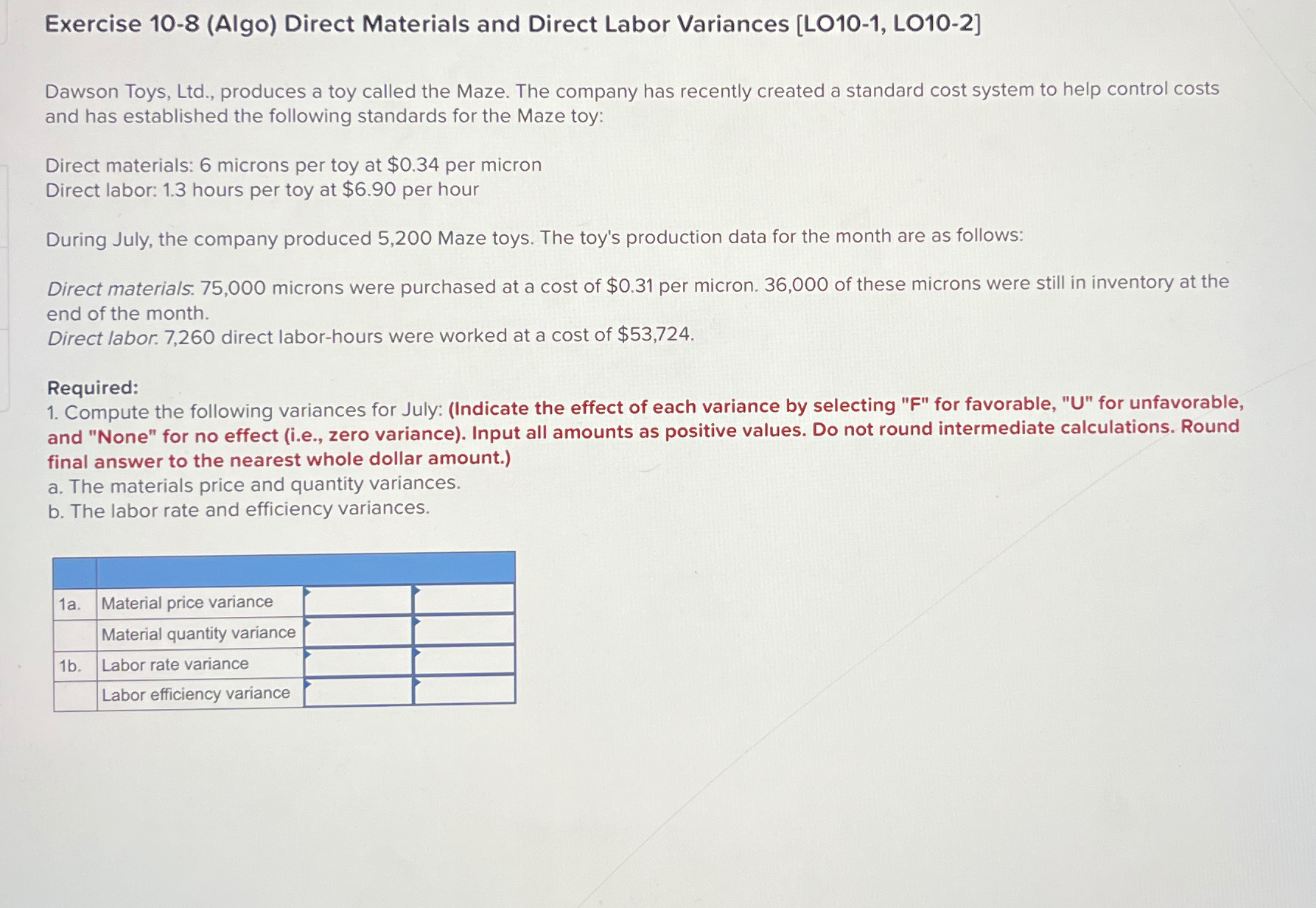 Solved Exercise Algo Direct Materials And Direct Chegg