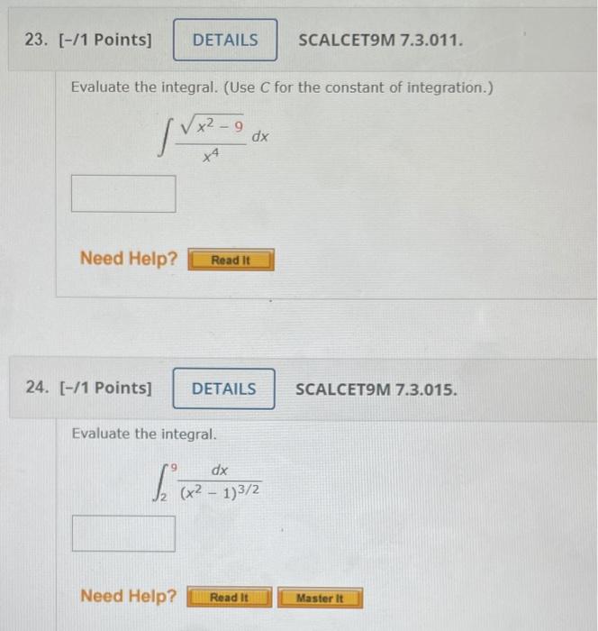 Solved Points Details Scalcet M Evaluate Chegg