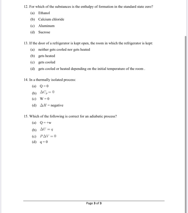 Solved Multiple Choice Questions The Heat Of Combustion Chegg