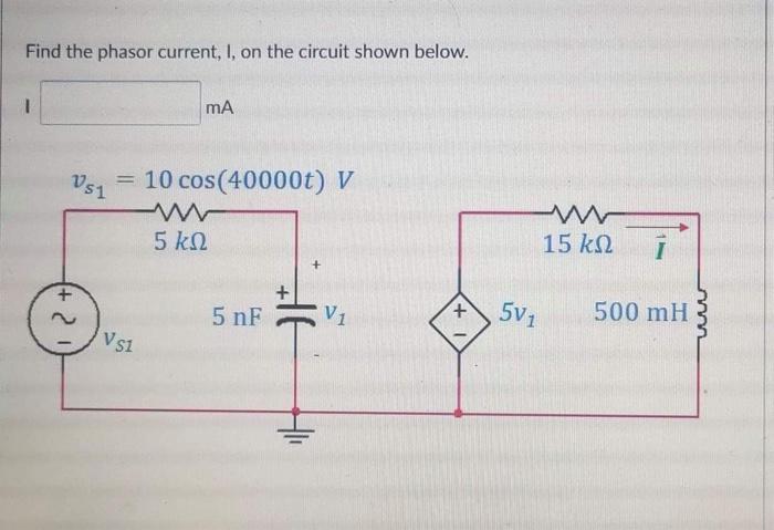 Solved Find The Phasor Current I On The Circuit Shown Chegg