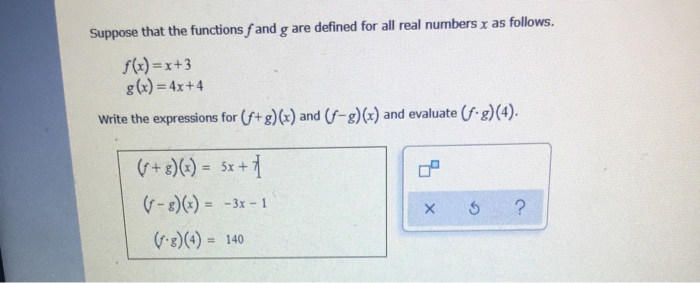 Solved Suppose That The Functions F And G Are Defined For Chegg