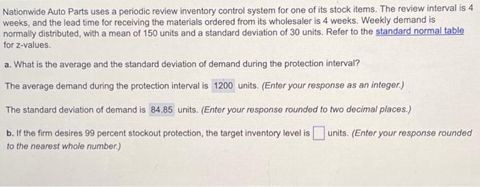 Solved Nationwide Auto Parts Uses A Periodic Review Chegg