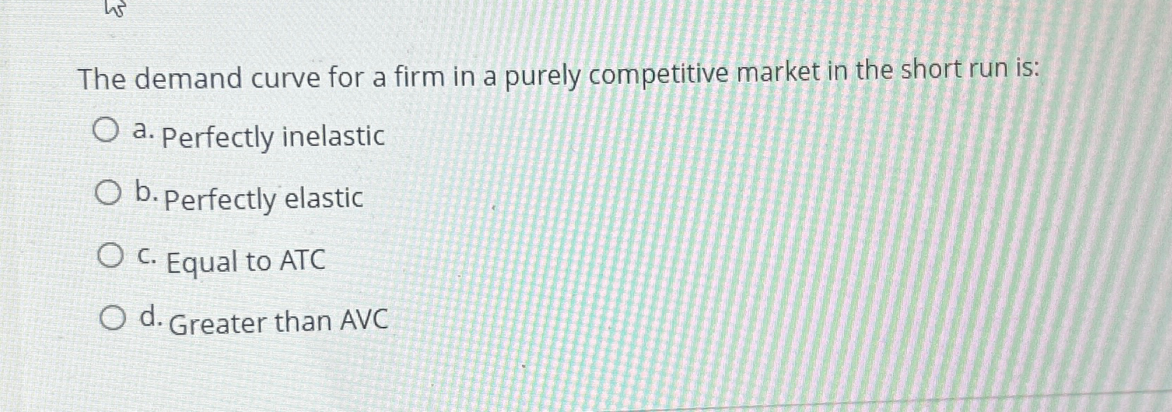 Solved The Demand Curve For A Firm In A Purely Competitive Chegg