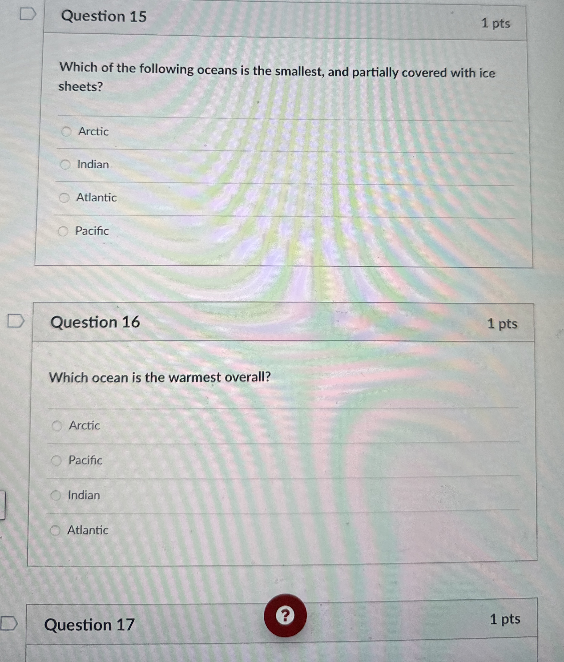 Solved Question 151 PtsWhich Of The Following Oceans Is The Chegg