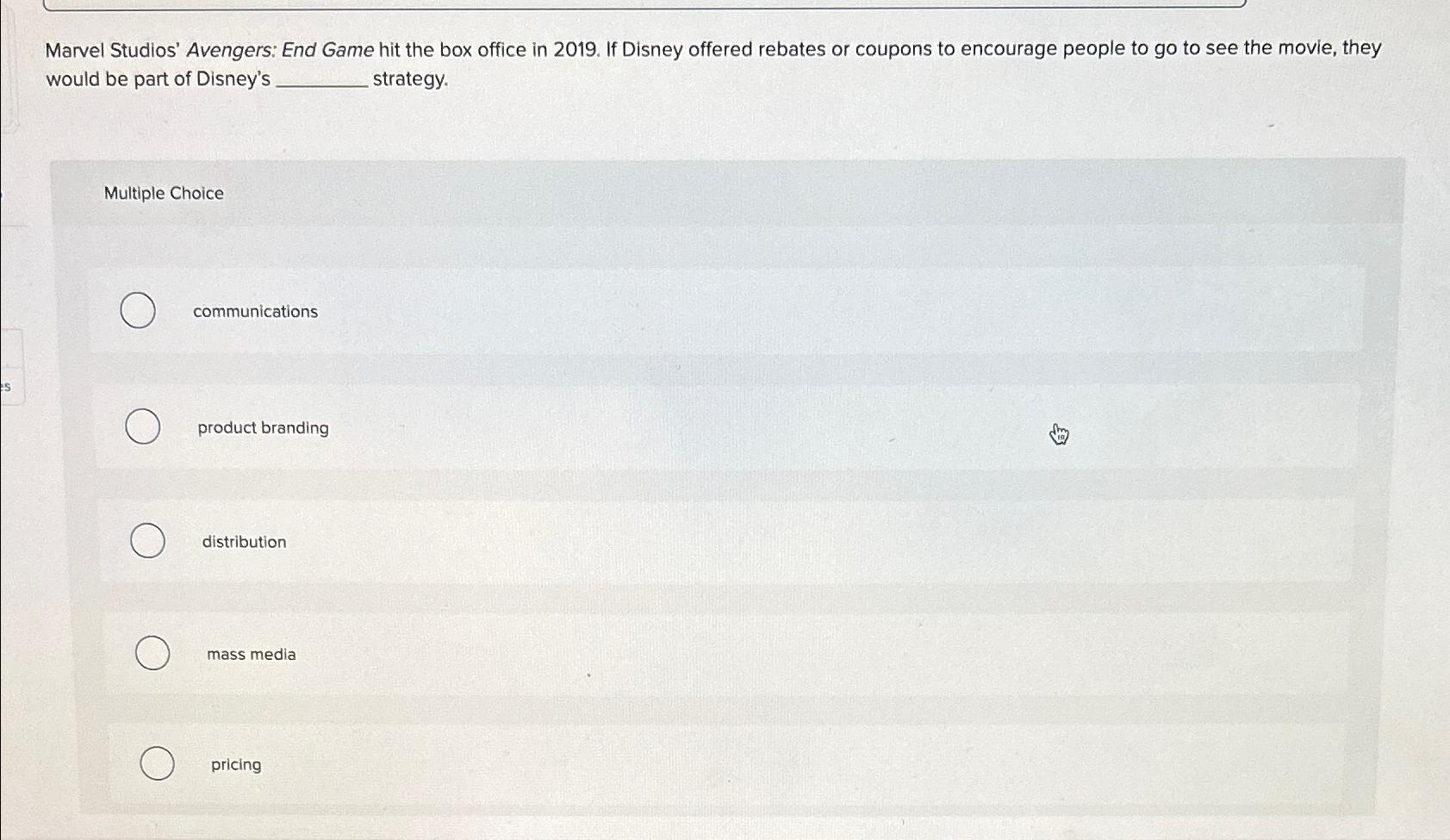 Solved Marvel Studios Avengers End Game Hit The Box Office Chegg