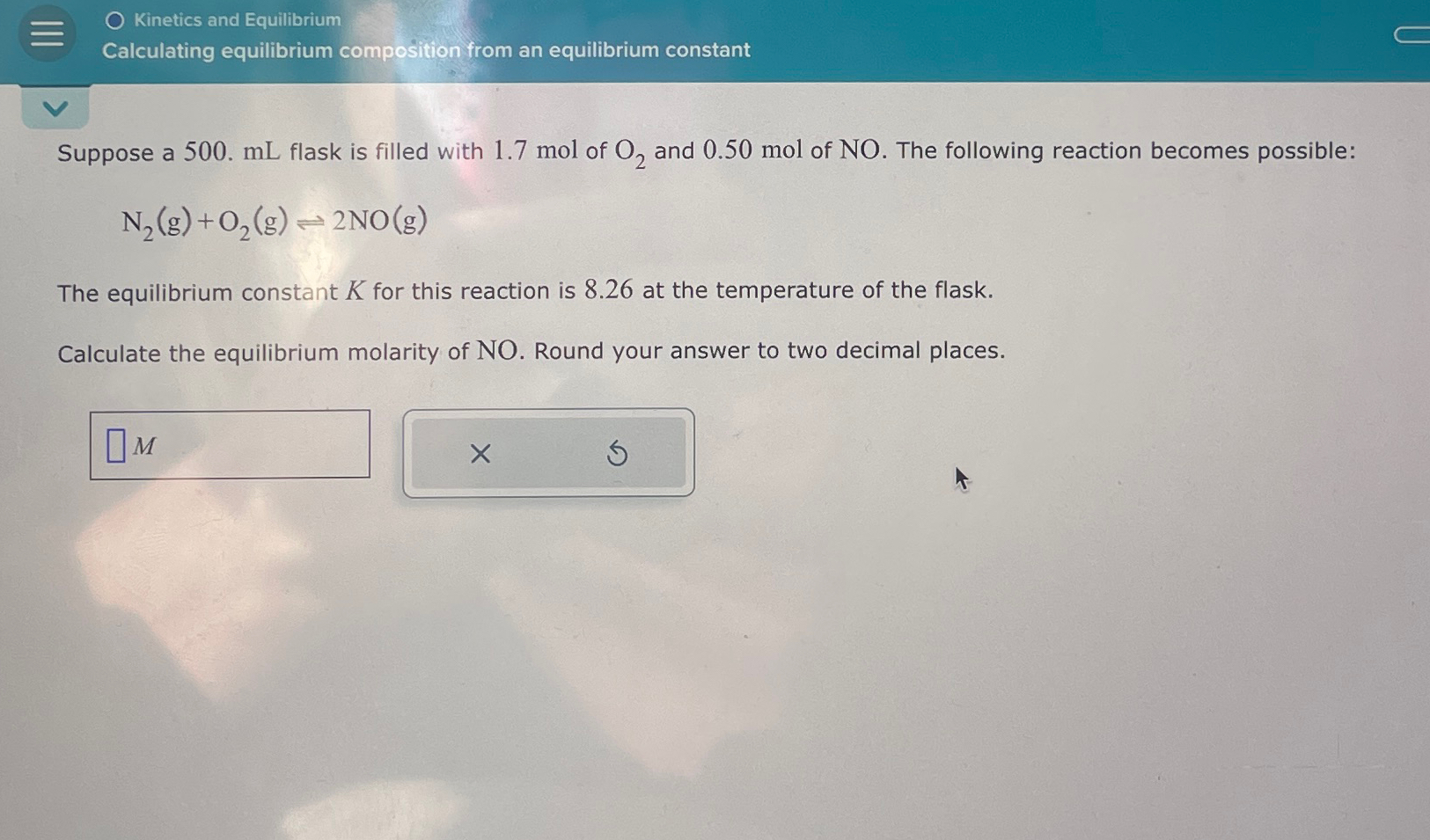 Solved Kinetics And Equilibriumcalculating Equilibrium Chegg