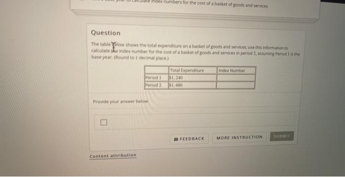 Solved Question The Table Felow Shows The Total Expenditure Chegg