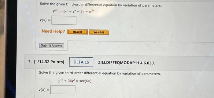 Solved Solve The Given Third Order Differential Equation By Chegg