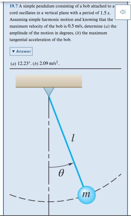 Solved 19 7 A Simple Pendulum Consisting Of A Bob Attached Chegg