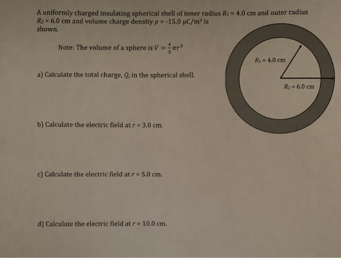 Solved A Uniformly Charged Insulating Spherical Shell Of Chegg