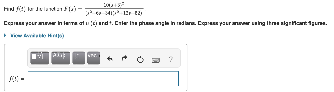 Solved Find F T For The Function Chegg