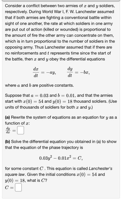 Solved Consider A Conflict Between Two Armies Of X And Y Chegg