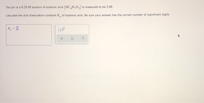 Solved The Ph Of A M Solution Of Butanoic Acid Chegg