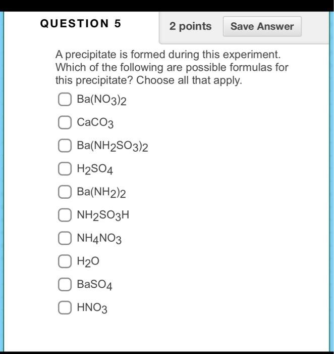 Solved A Precipitate Is Formed During This Experiment Which Chegg