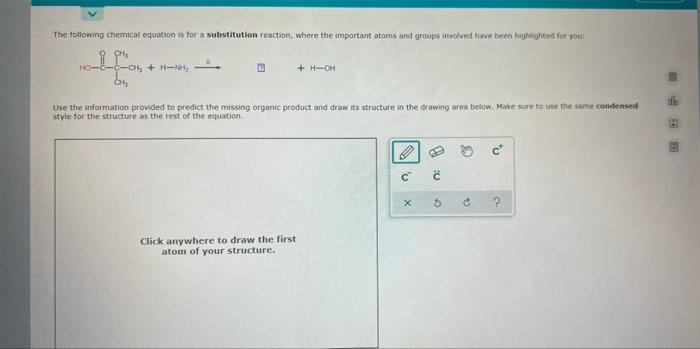 Solved The Following Chemical Equation Is For A Substitution Chegg