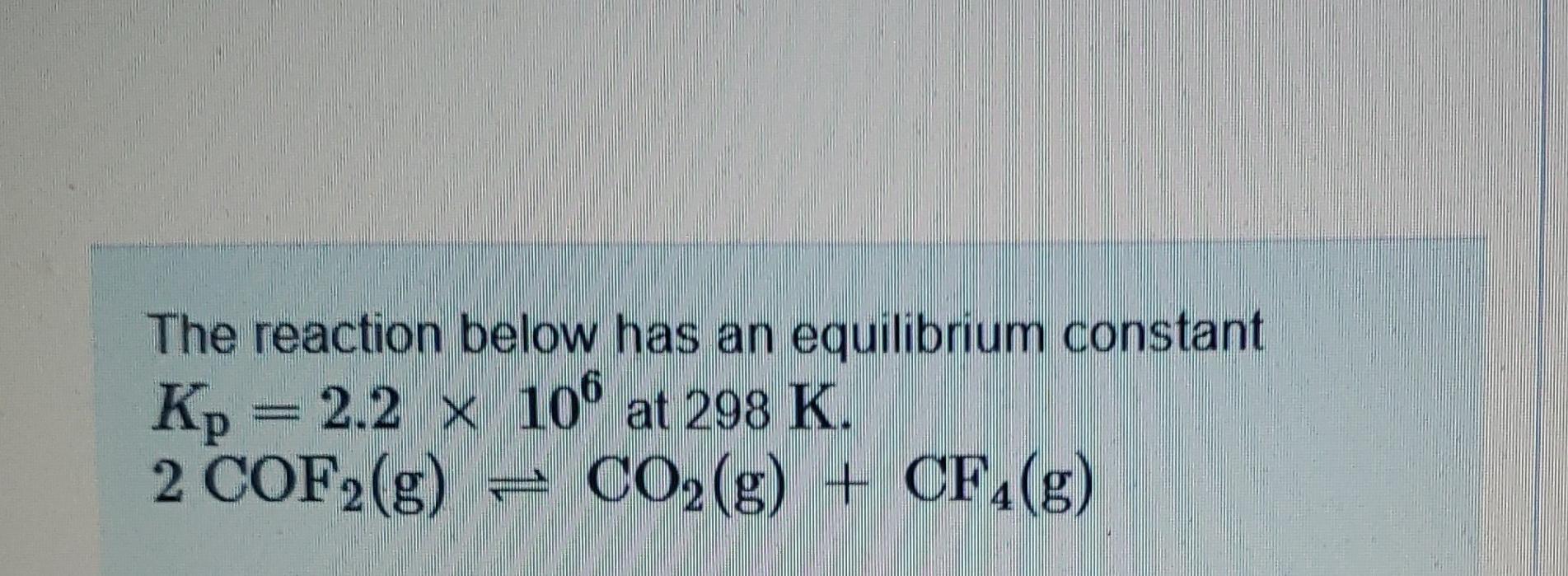 Solved The Reaction Below Has An Equilibrium Constant Kp Chegg