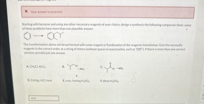 Solved Starting With Benzene And Using Any Other Necessary Chegg