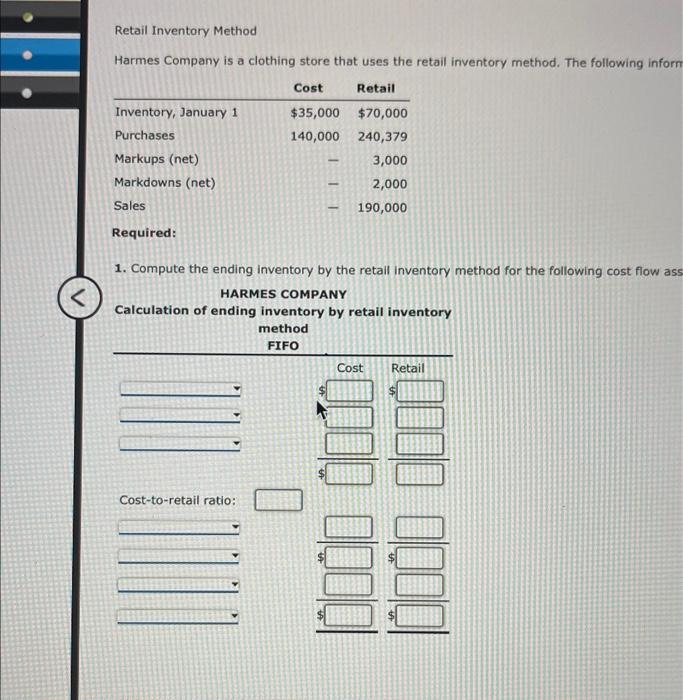 Solved Retail Inventory Method Harmes Company Is A Clothing Chegg