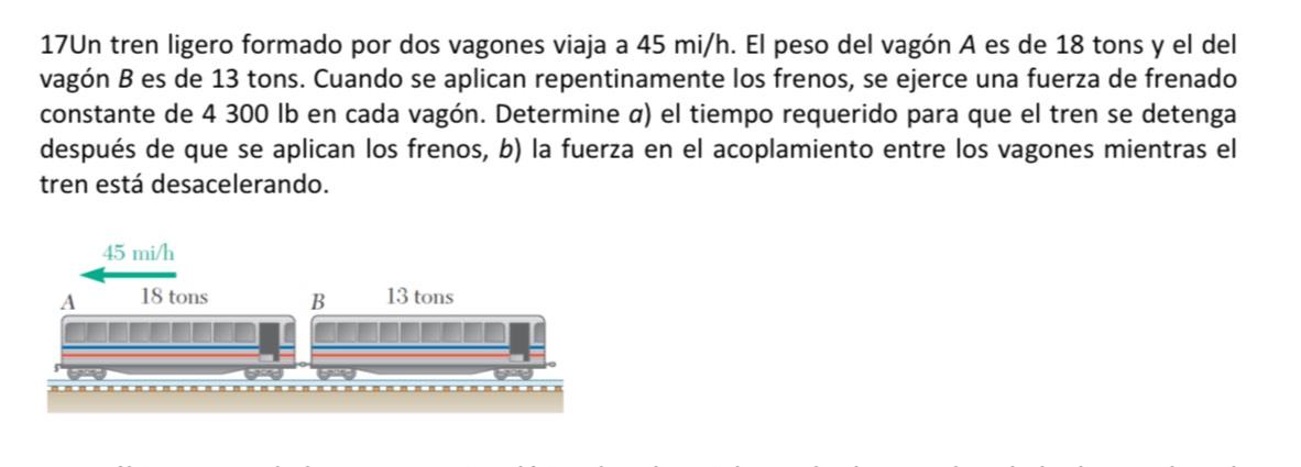 Resuelto 17Un Tren Ligero Formado Por Dos Vagones Viaja A Chegg Mx