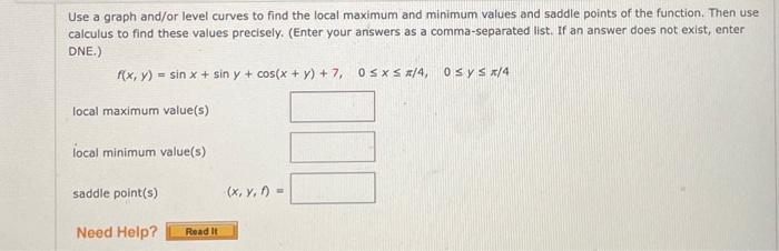 Solved Use A Graph Or Level Curves Or Both To Find The L