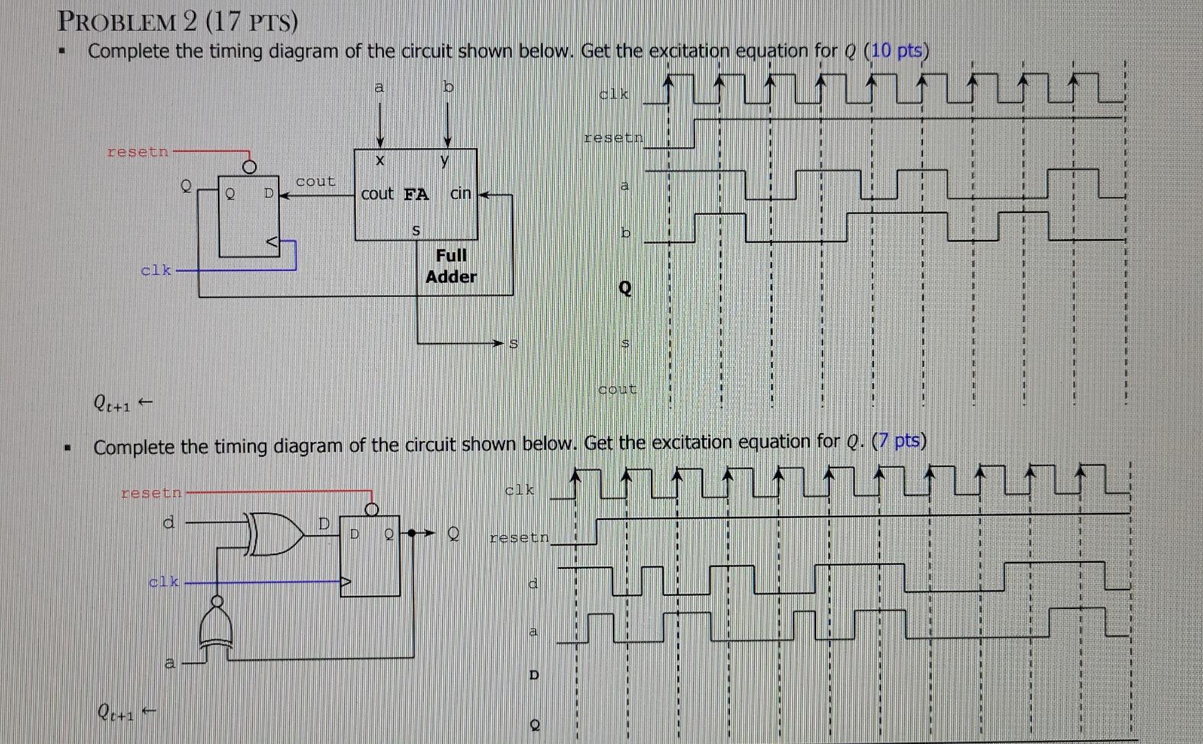 Solved PROBLEM 2 17 PTS Complete The Timing Diagram Of The Chegg