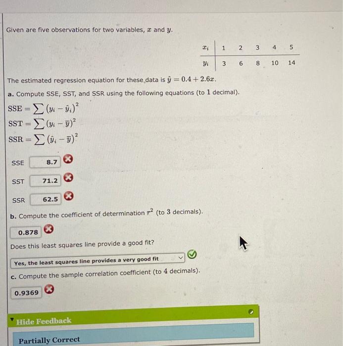 Solved Given Are Five Observations For Two Variables X And Chegg