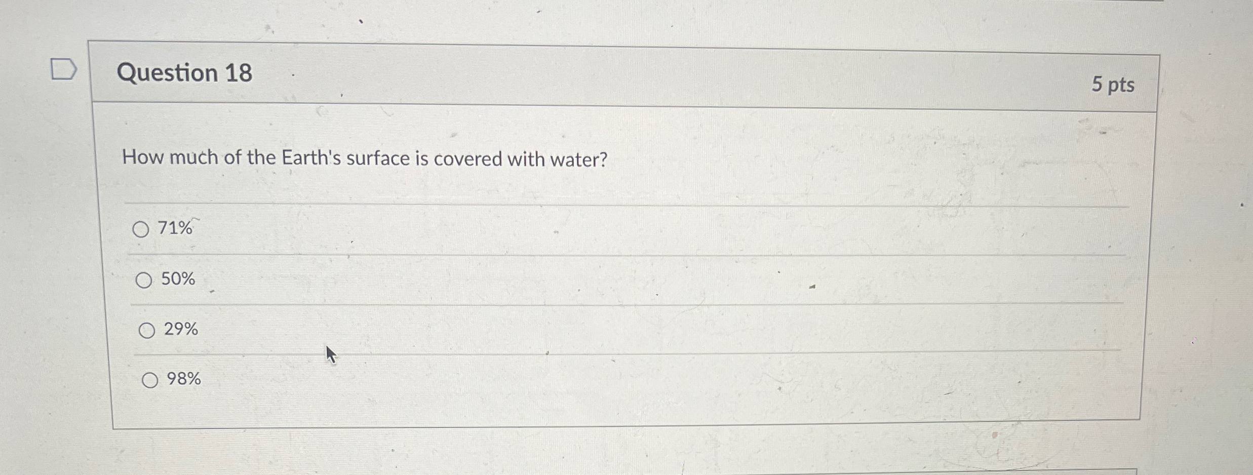 Solved Question Ptshow Much Of The Earth S Surface Is Chegg