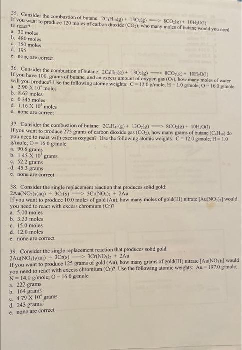 Solved Consider The Combustion Of Butane C H Chegg