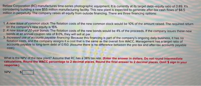 Solved Retlaw Corporation Rc Manufactures Time Series Chegg